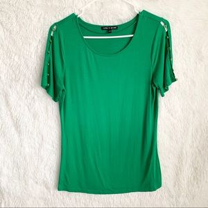 Green form fitted blouse